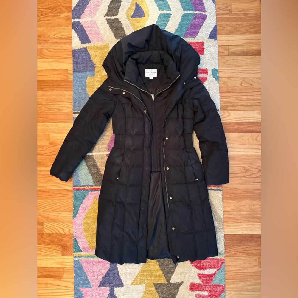 Cole Haan Black Puffer Coat, vest zipper and separate coat zipper